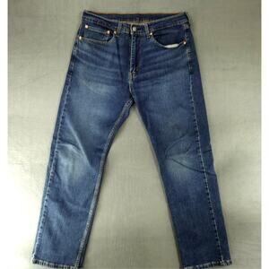 Levis 505 Jeans Mens 34x30 Blue Regular Fit Straight Medium Wash Denim Stretch